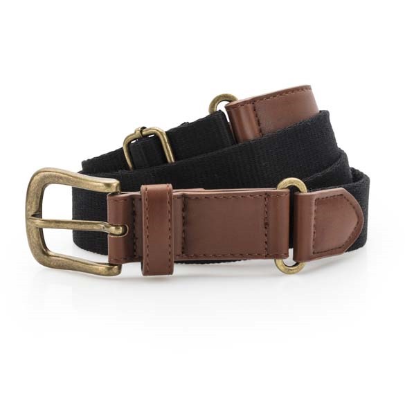 Faux leather and canvas belt