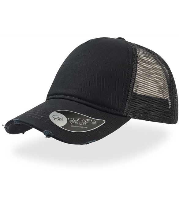 Atlantis Rapper Destroyed 5 Panel Weathered Trucker Cap