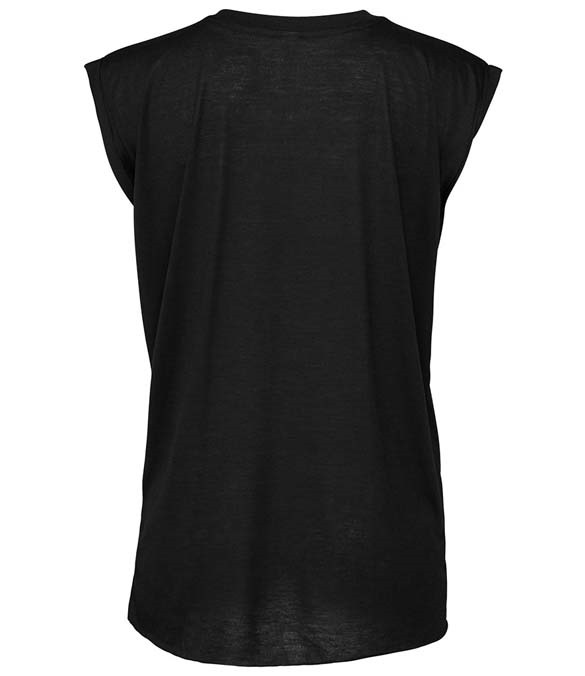 Bella Ladies Flowy Rolled Cuff Muscle T-Shirt