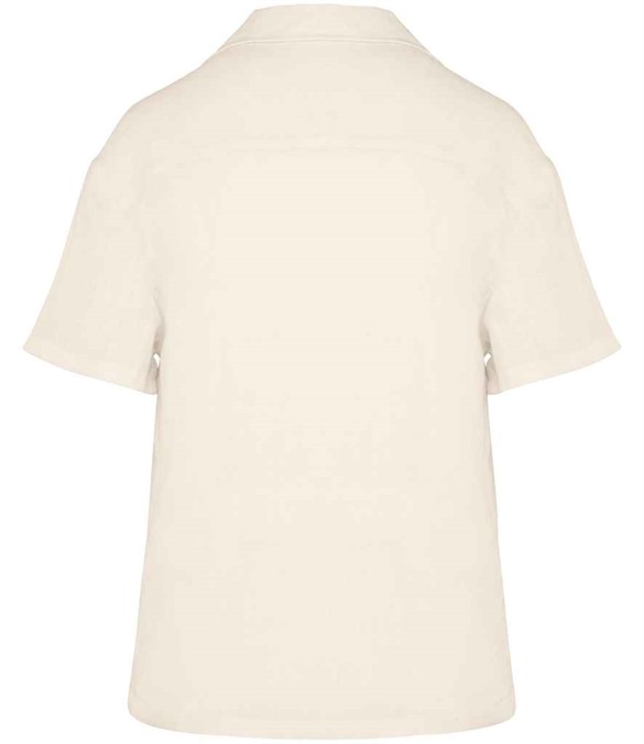 Spasso Ladies Short Sleeve Linen Bowling Collar Shirt