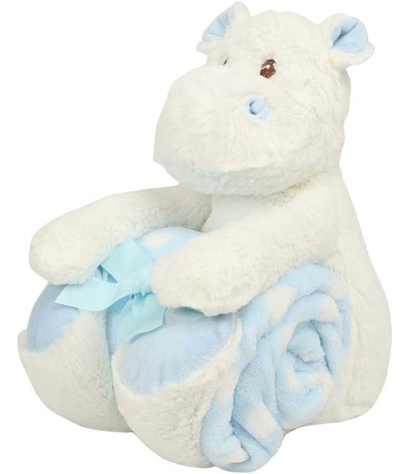 Mumbles Hippo with Printed Fleece Blanket