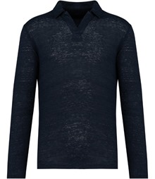 Spasso Long Sleeve Linen Polo Shirt