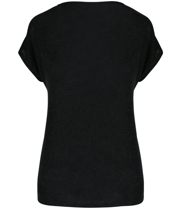 Spasso Ladies V Neck Linen T-Shirt