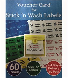 Stick 'n Wash Clothing Name Labels 60 Voucher Card 