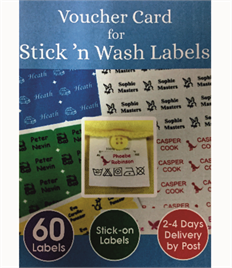 Stick 'n Wash Clothing Name Labels 30 Voucher Card 