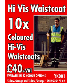 10x Hi-Vis Coloured Waistcoats